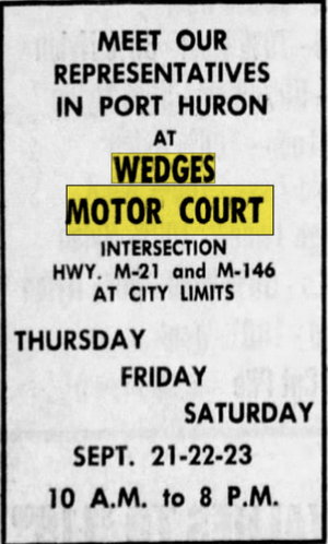 Wedge Motor Court (Wedges Motor Court) - Sep 20 1961 Article (newer photo)